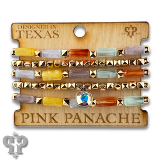 Square tube acrylic bead stacked bracelet, Austrian crystal