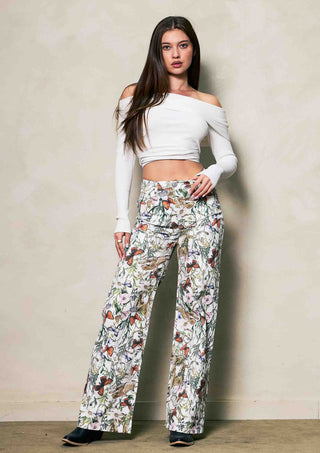 Vintage Bloom Leopard Wide Leg Denim