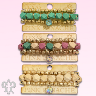 Color and gold bead bracelet set with Austrian crystal - LC