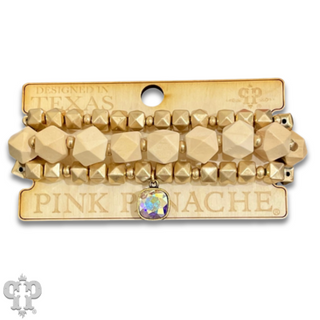 Color and gold bead bracelet set with Austrian crystal - LC