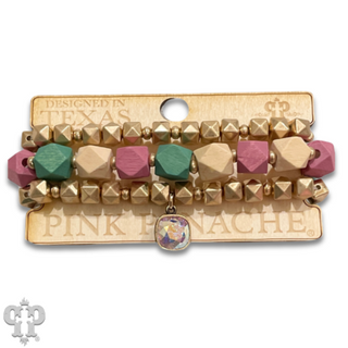 Color and gold bead bracelet set with Austrian crystal - LC