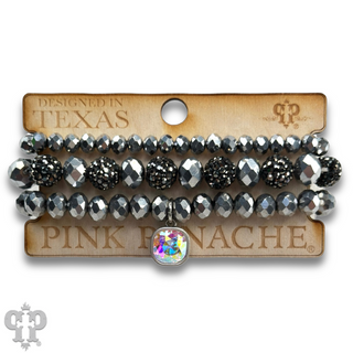 Pave ball and glossy glass bead bracelet with a crystal from Swarovski®