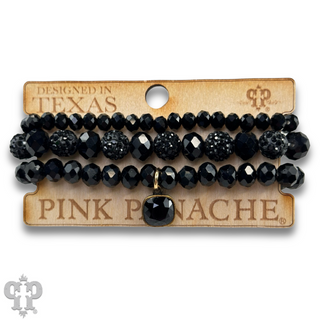 Pave ball and glossy glass bead bracelet with a crystal from Swarovski®
