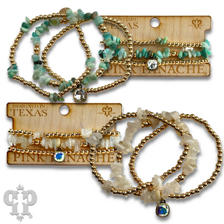 Chunky stone chip bracelet with Austrian crystal