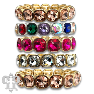 Square rhinestone single strand bracelet, two sizes - LC