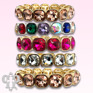 Square rhinestone single strand bracelet, two sizes - LC