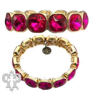 Square rhinestone single strand bracelet, two sizes - LC