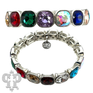 Square rhinestone single strand bracelet, two sizes - LC