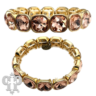 Square rhinestone single strand bracelet, two sizes - LC