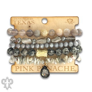 Mixed stone and bead five strand bracelet - LC
