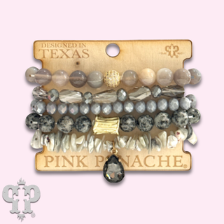 Mixed stone and bead five strand bracelet - LC