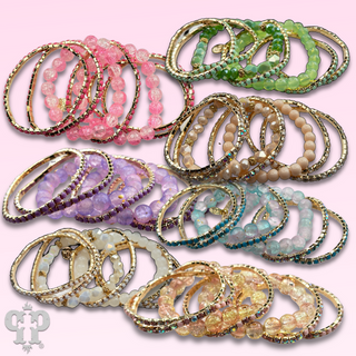 Mixed rhinestone and bead bracelet set