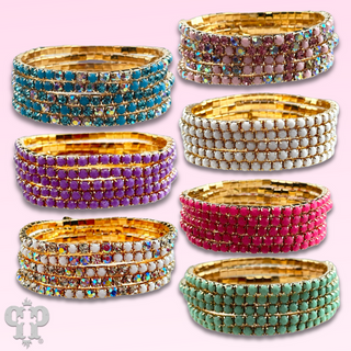 Prong set rhinestone bead bracelet