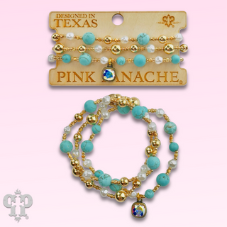 Turquoise and gold bracelet with Austrian crystal