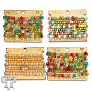 Nine strand faceted bead bracelet set with Austrian crystal - LC