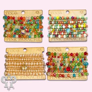 Nine strand faceted bead bracelet set with Austrian crystal - LC