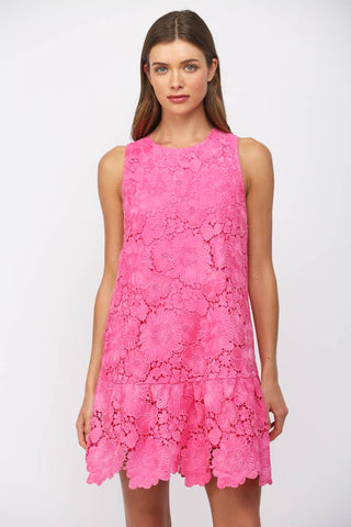 FLORAL EYELET BOW-BACK MINI DRESS