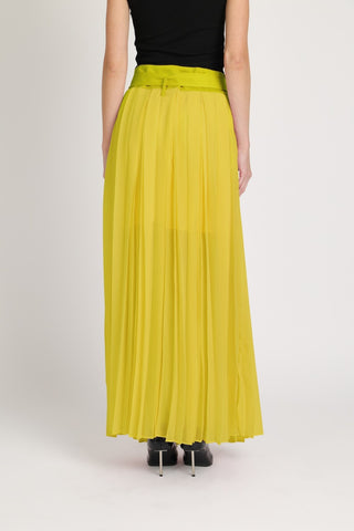 Chartreuse Statement Pleated Skirt