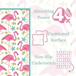 Flamingo Microfiber Countertop Dish Drying Mat