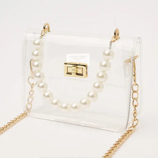 The Audrey Clear Stadium Bag - Pearl