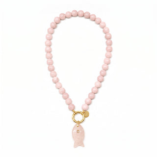 Rose Quartz Beaded Fish Necklace