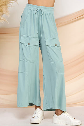 Baby Blue Wide Leg Cargo Pants - Boutique Bella BellaCargo Pants