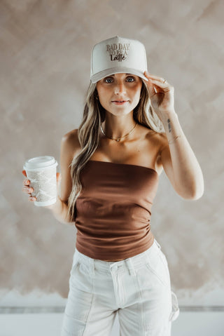 Bad Day to Be a Latte Vintage Embroidered Trucker Hat - Boutique Bella BellaHats