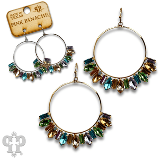 Baguette rhinestone circle earring - Boutique Bella BellaEarrings