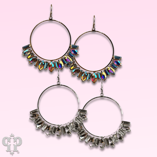 Baguette rhinestone circle earring - Boutique Bella BellaEarrings
