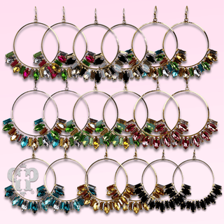 Baguette rhinestone circle earring - Boutique Bella BellaEarrings