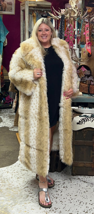 Bamboo Blend Faux Sable Fur Animal Print Coat - Boutique Bella BellaCoat