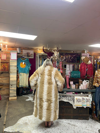 Bamboo Blend Faux Sable Fur Animal Print Coat - Boutique Bella BellaCoat