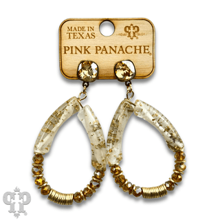 Bamboo tube and disc bead teardrop earring with Austrian crystal - Boutique Bella BellaEarrings