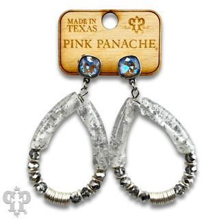 Bamboo tube and disc bead teardrop earring with Austrian crystal - Boutique Bella BellaEarrings