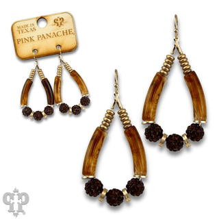 Bamboo tube and pave rhinestone earring, last call - Boutique Bella BellaEarrings