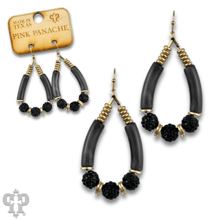 Bamboo tube and pave rhinestone earring, last call - Boutique Bella BellaEarrings