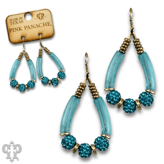 Bamboo tube and pave rhinestone earring, last call - Boutique Bella BellaEarrings