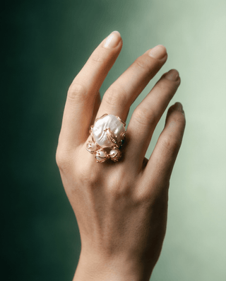 Baroque Pearl and Coral Ring - Boutique Bella BellaRing