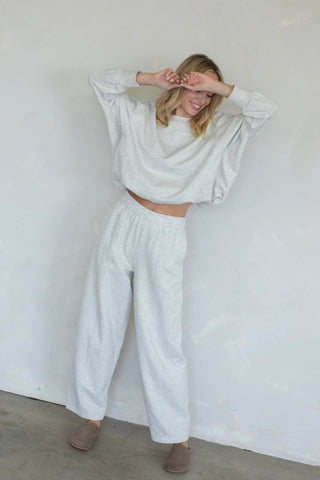 Barrel Leg Sweatpants in Heather Oat - Boutique Bella Bellasweatpants