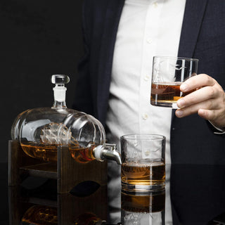 Whiskey Barrel Decanter With Ship Premium Barware Gift Elegant Drinkware Collection