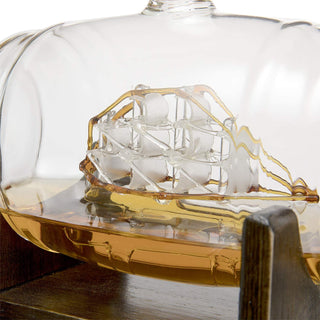 Whiskey Barrel Decanter With Ship Premium Barware Gift Elegant Drinkware Collection