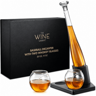 Baseball Themed Whiskey Decanter Set 20OZ Bat Shaped Decanter With 2 11OZ Glasses Perfect Birthday G - Boutique Bella Bella