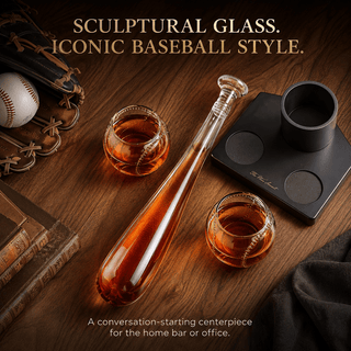 Baseball Themed Whiskey Decanter Set 20OZ Bat Shaped Decanter With 2 11OZ Glasses Perfect Birthday G - Boutique Bella Bella