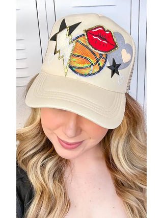 Basketball Patch Trucker Hat - Boutique Bella Bellatrucker hat