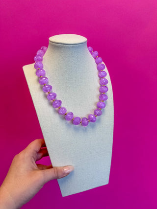Bauble Bead with Gold Bead Necklace - Lavender - Boutique Bella BellaNecklaces