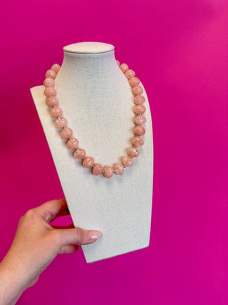Bauble Bead with Gold Bead Necklace - Light Pink - Boutique Bella BellaNecklaces
