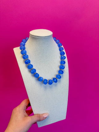 Bauble Bead with Gold Bead Necklace - Periwrinkle - Boutique Bella BellaNecklaces