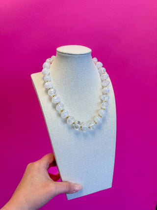 Bauble Bead with Gold Bead Necklace - White - Boutique Bella BellaNecklaces