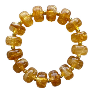 Bauble Bead with Gold Bead Stretch Bracelet - Light Brown - Boutique Bella BellaBracelets