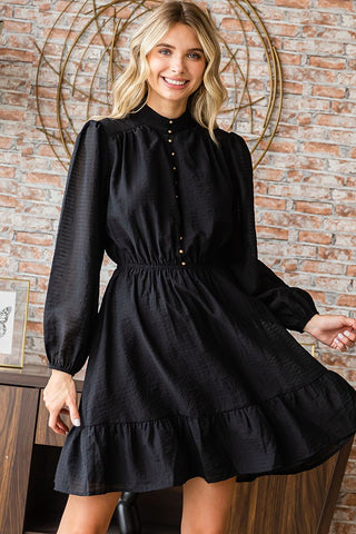 Black Button-down Short Dress